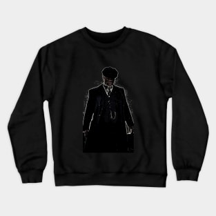 Thomas Shelby stands emotionally, well dressed, with a hat and looks down as abstract comic art (vers. 2) Crewneck Sweatshirt